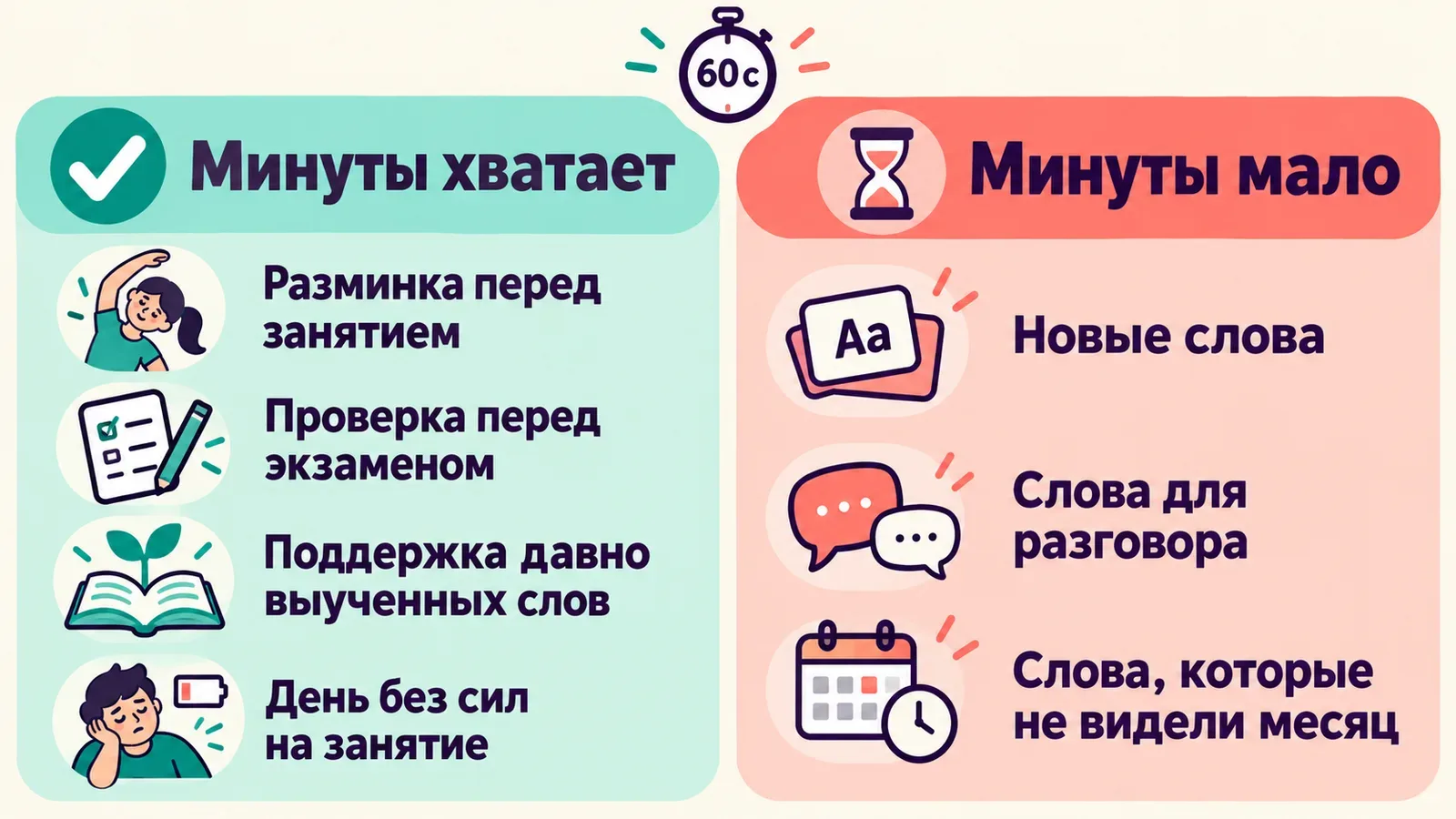 Когда минуты на повторение хватает, а когда её мало