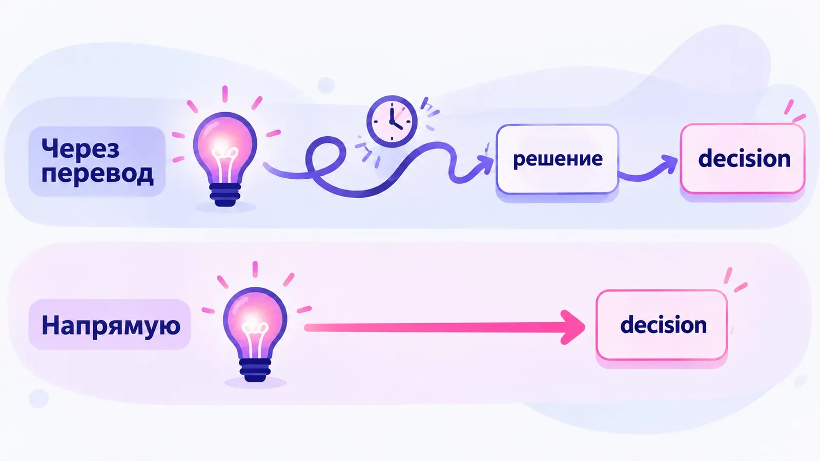 Путь от мысли к слову: через русский перевод и напрямую
